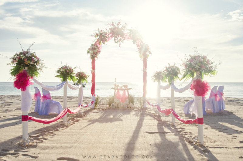 intimate boracay beach wedding pink tropical