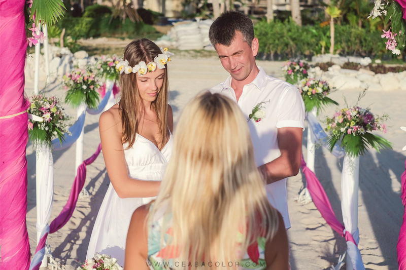 intimate boracay beach wedding pink tropical flowers russian