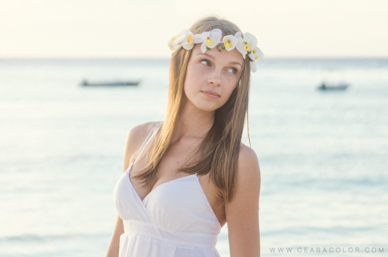 intimate boracay beach wedding russian bride flower crown 